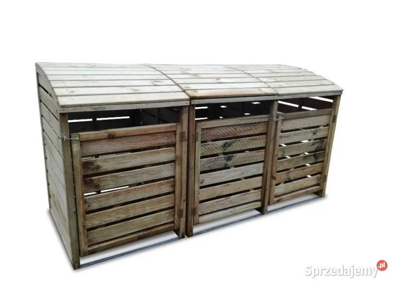 Drewniana Obudowa Potrójna Na Śmieci Obudowy Chojnice