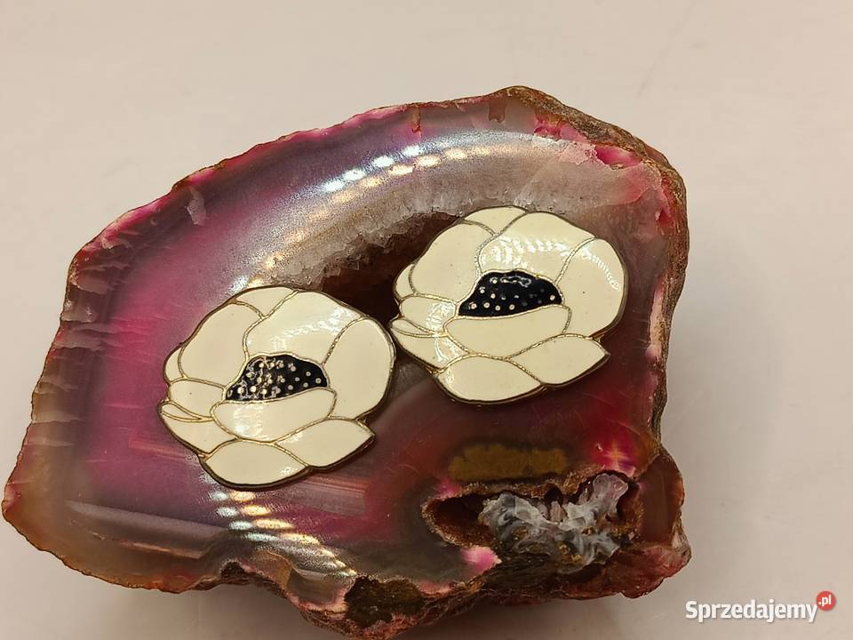 Kolczyki kwiatki biało czarne Zamość sprzedam