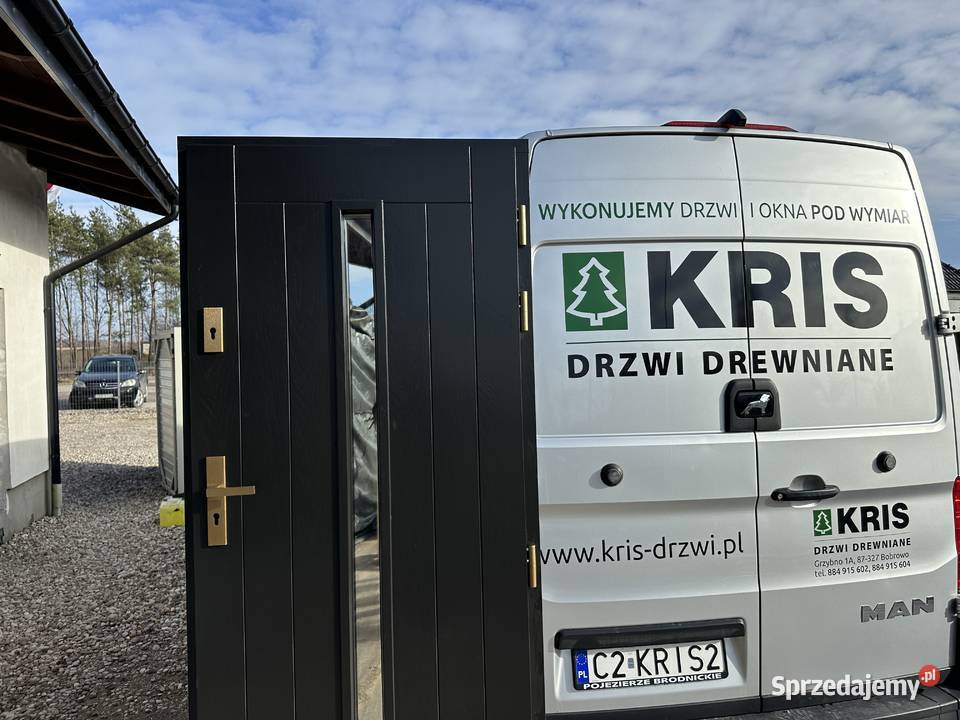 Drzwi zewnętrze drewniane czarne 9017 CAŁA kujawsko-pomorskie Grzybno sprzedam