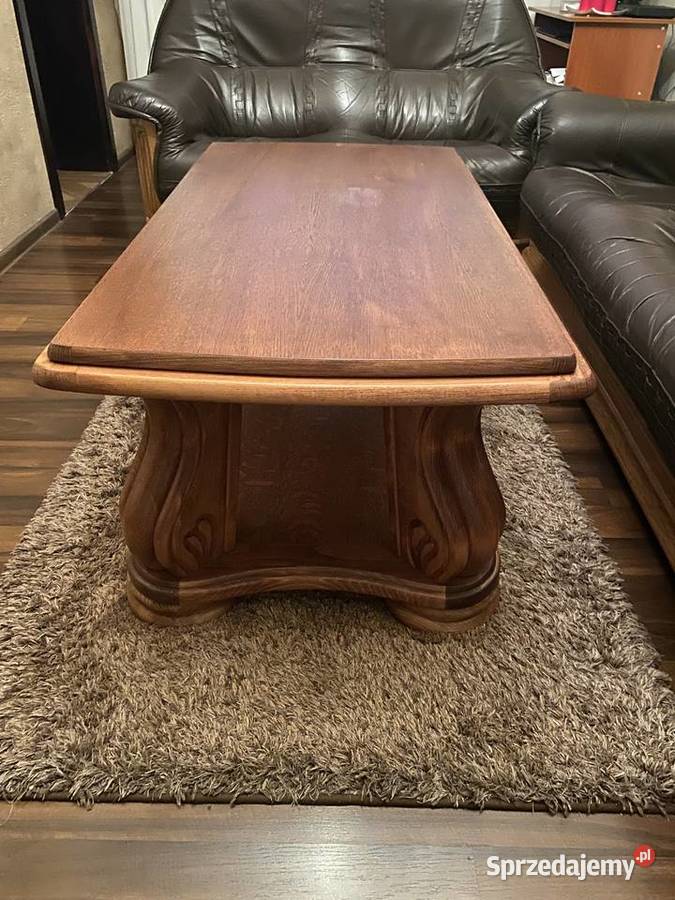Wypoczynek skórzany z elementami drewna 32 nowa podkarpackie Dębica sprzedam