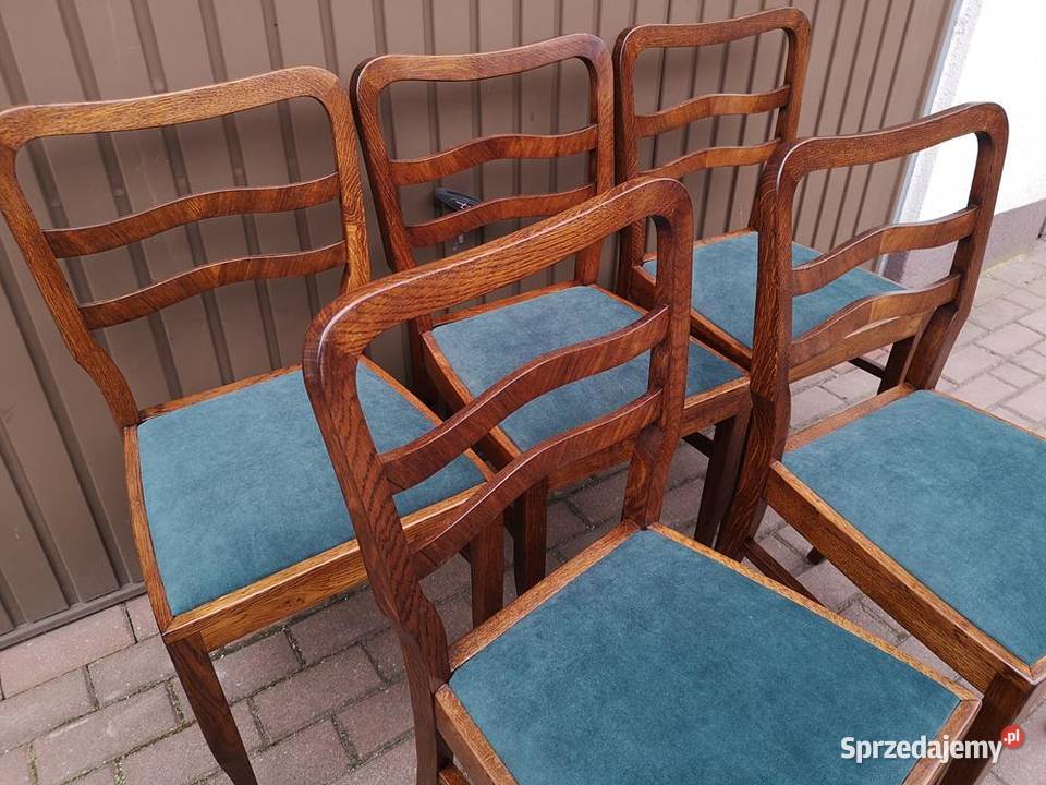 Krzesła ARTDECO Stare Antyk Komplet 5 Sztuk