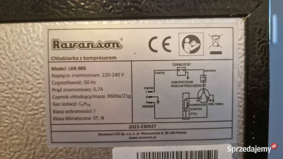 lodówka podblatowa wolnostojąca Ravanson Zakopane sprzedam