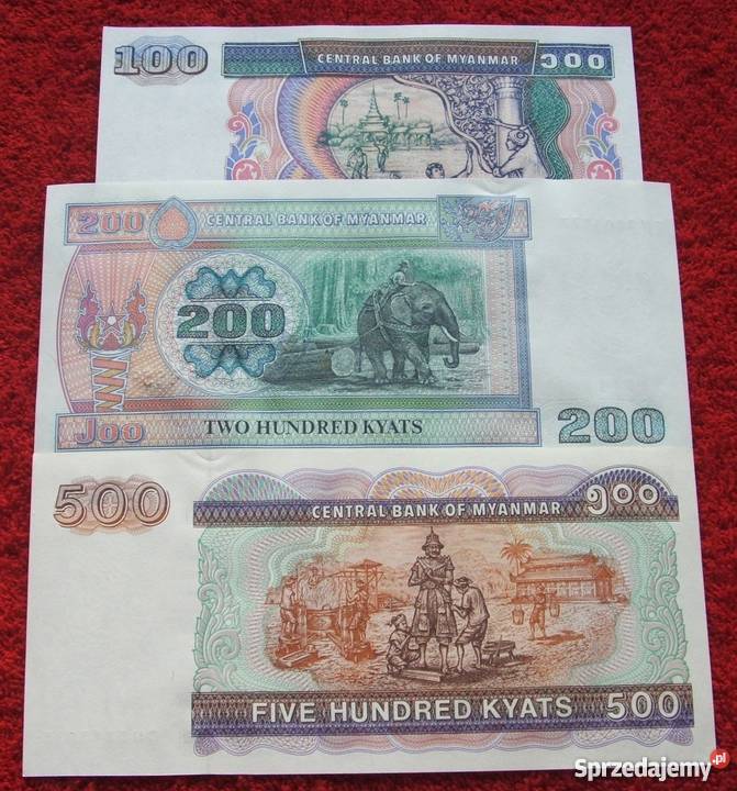 MYANMAR 3 Kolekcjonerskie Banknoty Zestaw 3 Numizmatyka Katowice