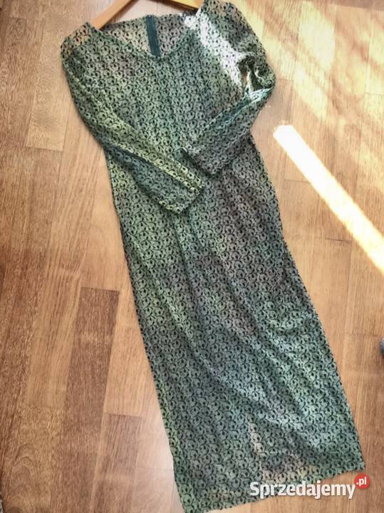 Sukienka neonowa vintage zielona z długim Długość Midi Warszawa