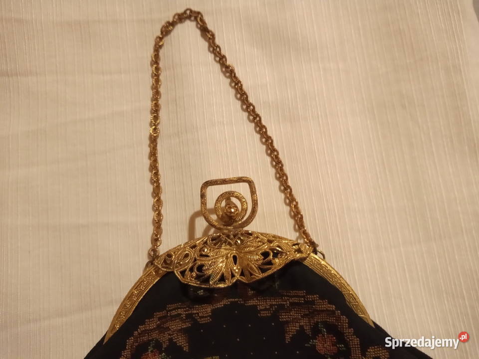 Stara haftowana torebka damska do ręki