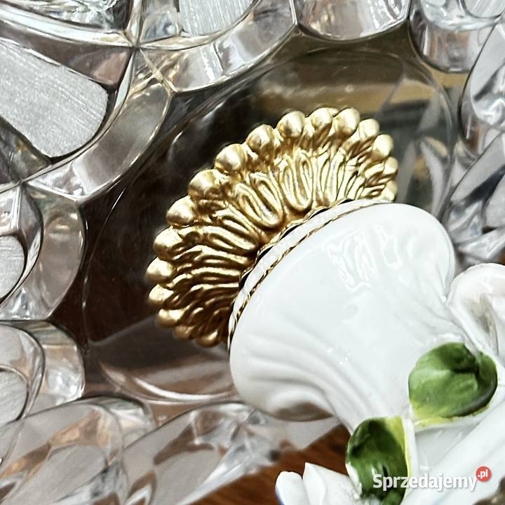 Stylowa patera na stopie porcelana metal szkło Myszków