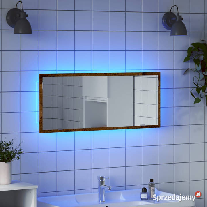 Lustro łazienkowe z LED stare drewno 100x85x37 Warszawa