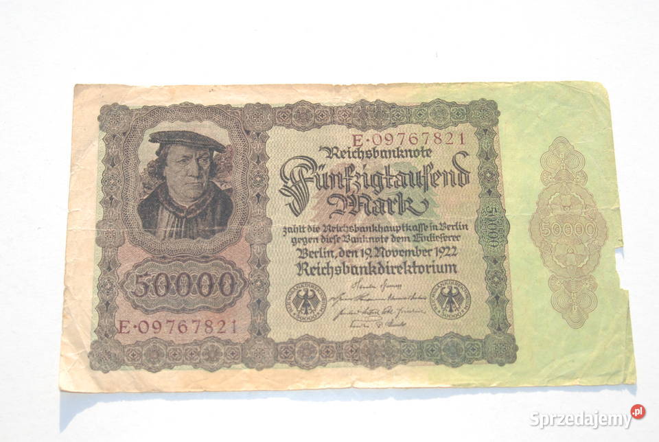 Stary banknot 50000 Marek mark Niemcy 1922 antyk Cieszyn