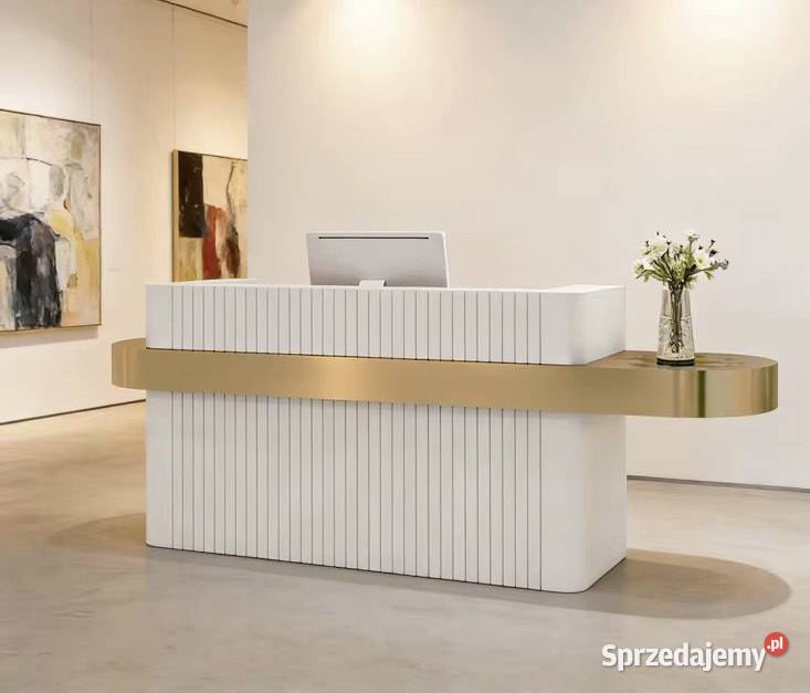 Biała złota recepcja kosmetyczna fryzjerska