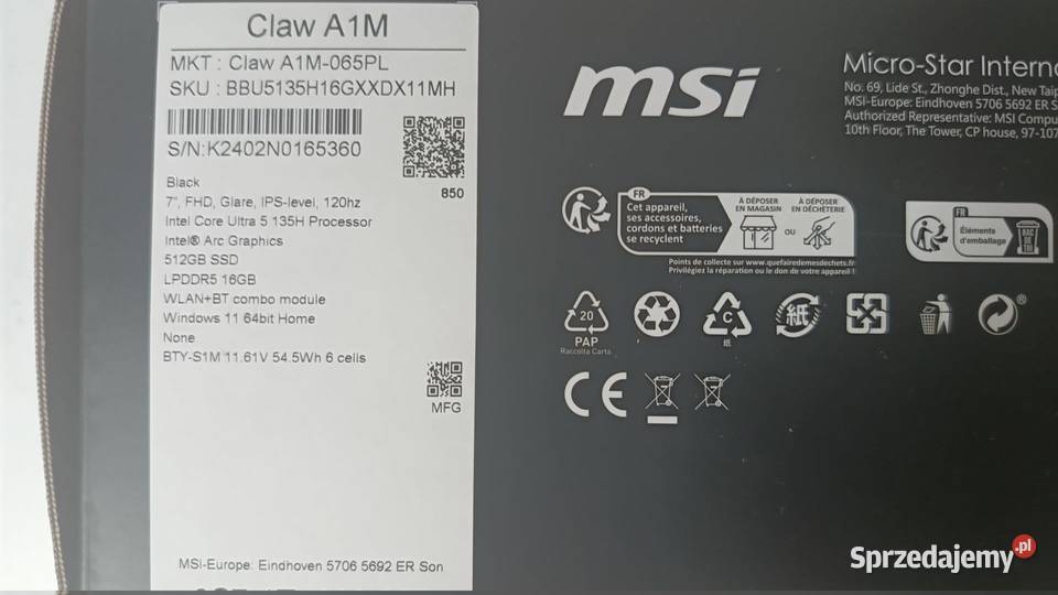 Konsola MSI Claw A1M065 śląskie Katowice