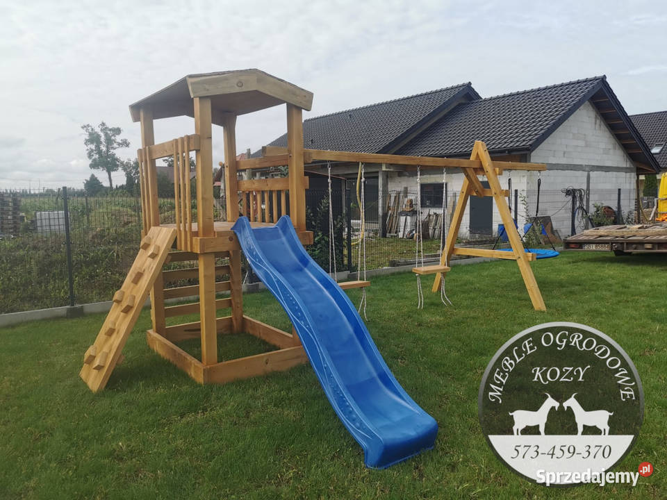 PROMOCJA Plac zabaw ogrodowy drewniany z domkiem