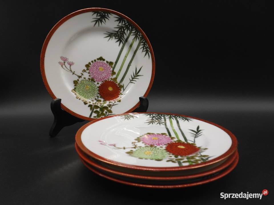 Japońskie talerze z motywem chryzantem i bambusa wielkopolskie Raszków sprzedam