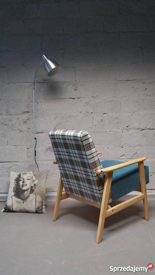 Fotele w kratkę kpl PRL lata 506070 retro loft wielkopolskie Piła