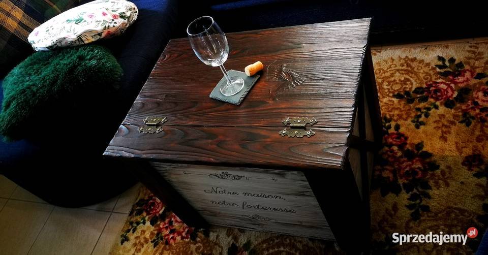 Skrzynia drewniana stolik kawowy opalony z Radków sprzedam