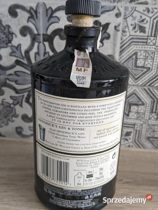 Gin Hendricks 07L czarna PUSTAkolekcjonerska Warszawa sprzedam