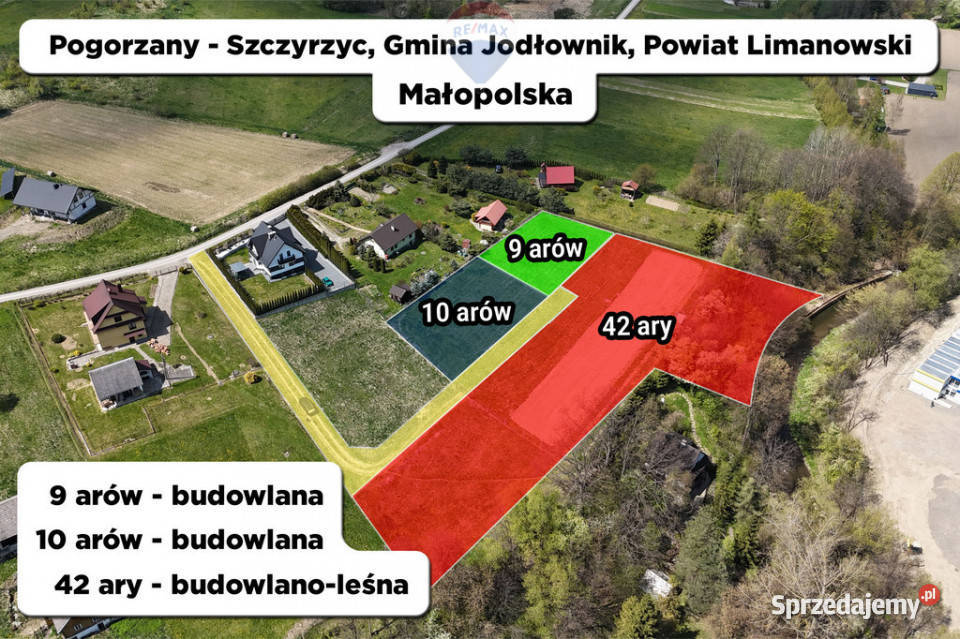 Działka budowlana 9 arów Pogorzany Szczyrzyc