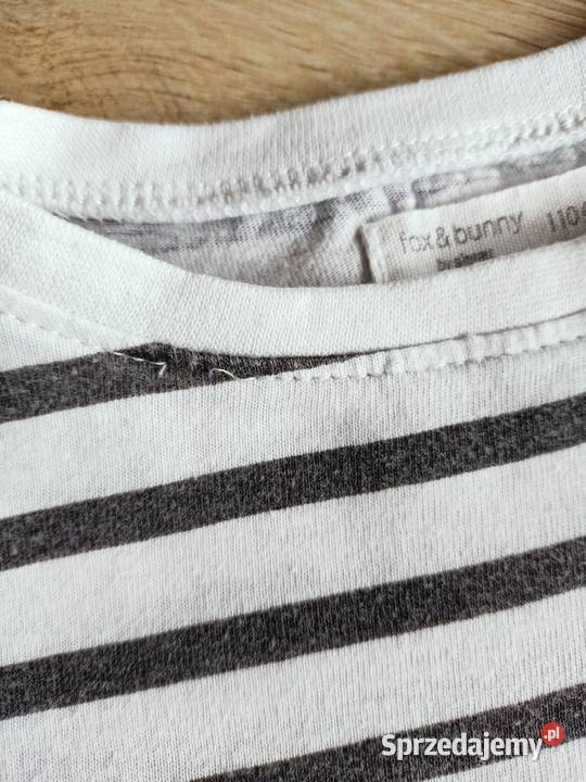 Tshirt koszulka dziewczęca biała w paski 110 Bluzki, koszulki i kaftaniki Płock
