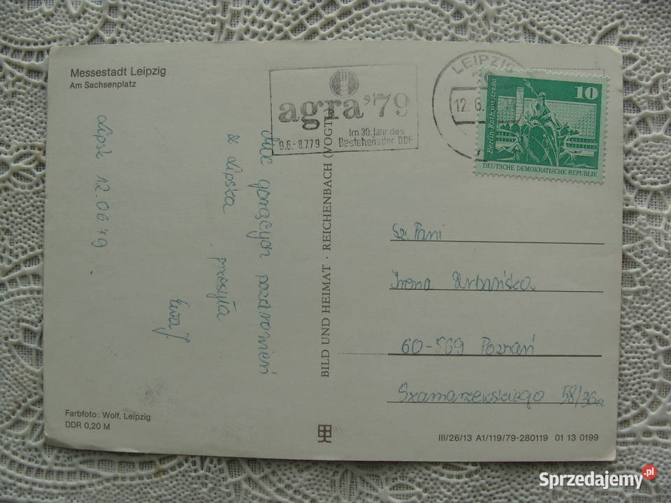 Pocztówkaz Lipska 1979 Poznań