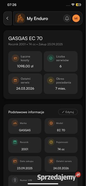 GasGas EC 70 Remoncie garażowany Gizałki