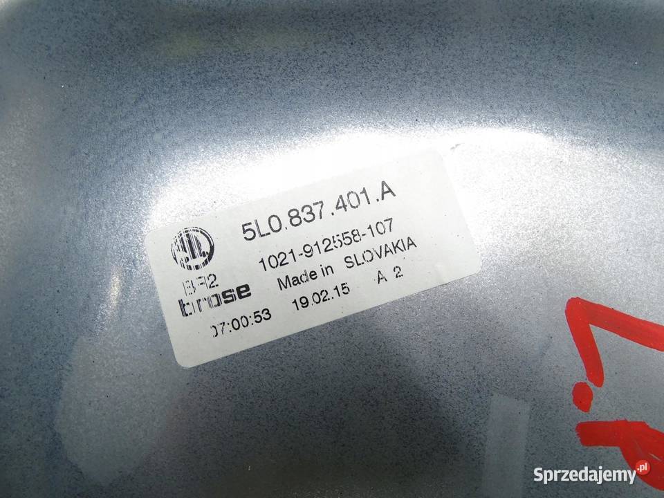MECHANIZM PODNOŚNIK SZYB LEWY PRZÓD 5L0837401A