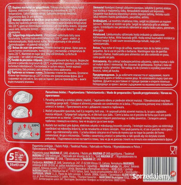 Torebki do pieczenia z klipsem 35 x 43 Favorit Lublin