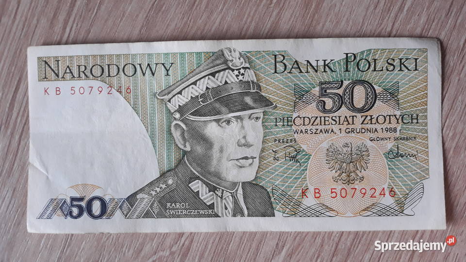 50 złotych 1 XII 1988 r seria KB 1 wielkopolskie Konin