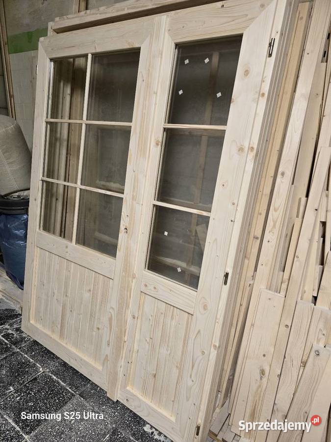 Drzwi drewniane tarasowe 150 x 200 Kraków sprzedam