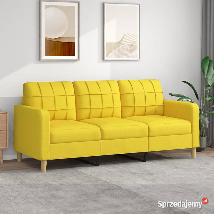 Sofa 3osobowa jasnożółta 180 tapicerowana Warszawa sprzedam