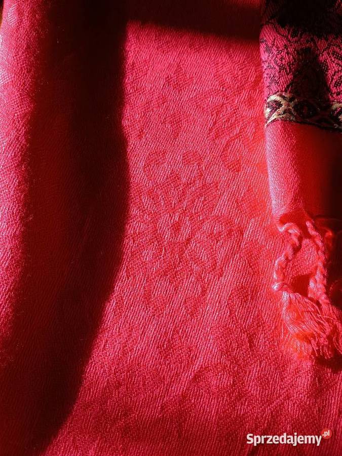 WySzal karminowy204x71 kaszmir i jedwab Dla kobiet pomorskie sprzedam