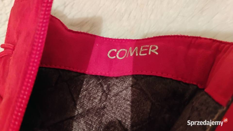 COMER Czerwone botki na platformie zamszowe Grudziądz