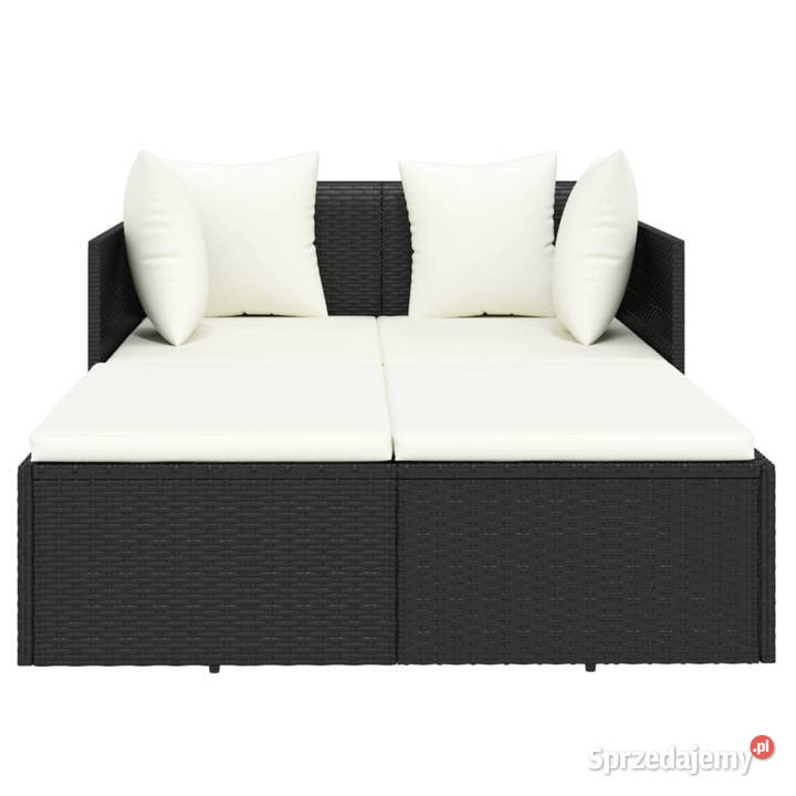 Leżak z poduszką czarny 182x118x63 rattan PE Warszawa
