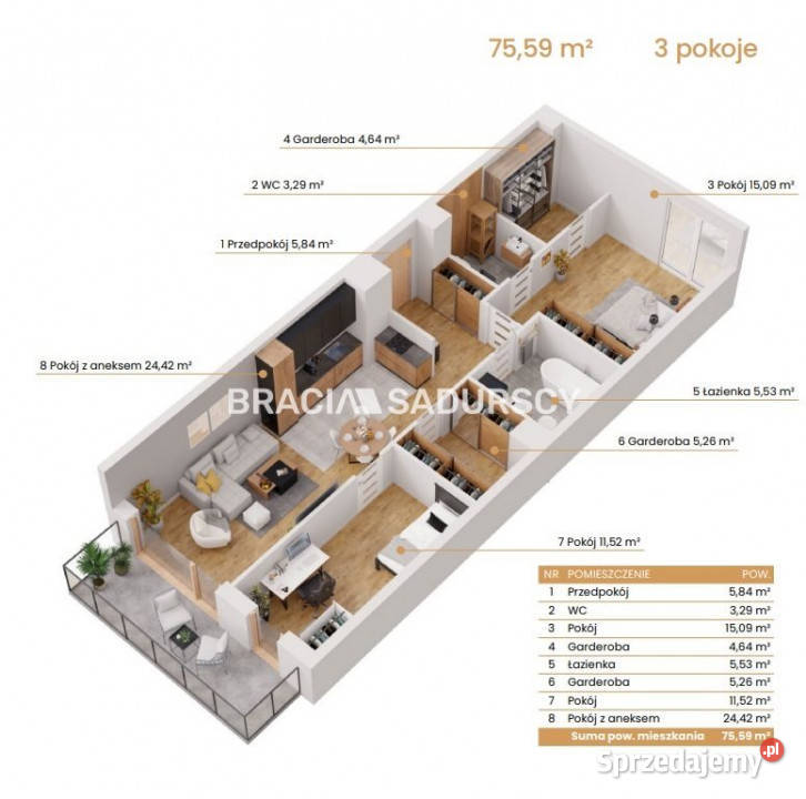 Mieszkanie 7559m2 3pok Katowice Ceglana