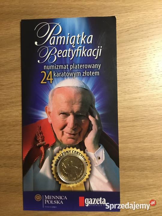 Blogoslawiony Jan Pawel II 24 karatowe zloto Puławy sprzedam