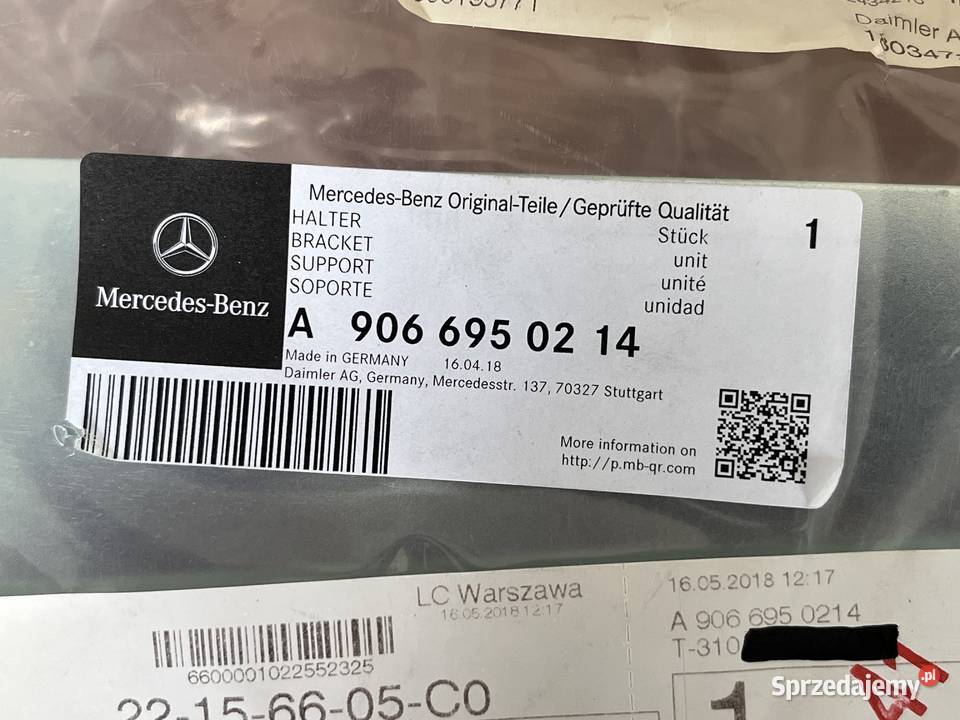Mercedes uchwyt wspornik A9066950214 schowek Gdańsk
