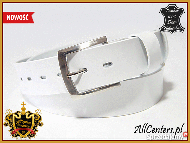 PASEK MĘSKI 4 SKÓRA LICOWA BIAŁY ALLCENTERS