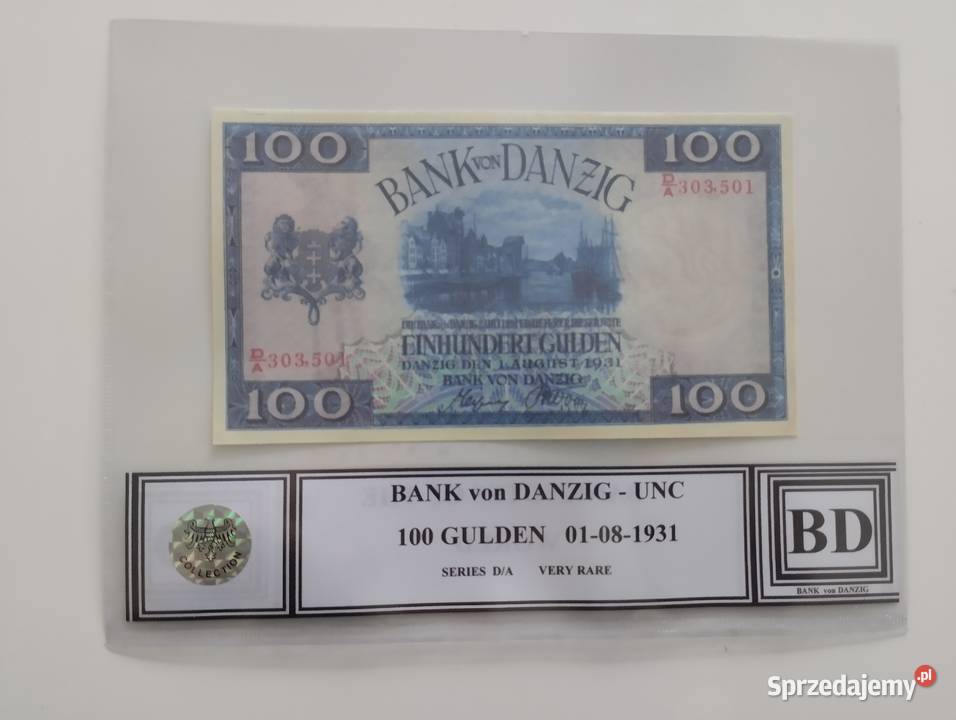 WOLNE MIASTO GDAŃSK 100 gulden 1931 UNC seria DA podlaskie Białystok