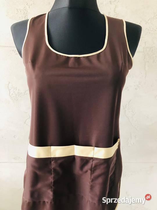 Brązowo kremowy fartuszek kuchenny fartuch 36 S łódzkie