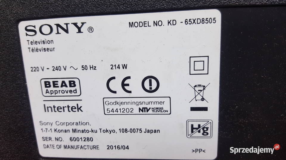 Sony KDL65XD8505 zbita matryca s-video Sosnowiec