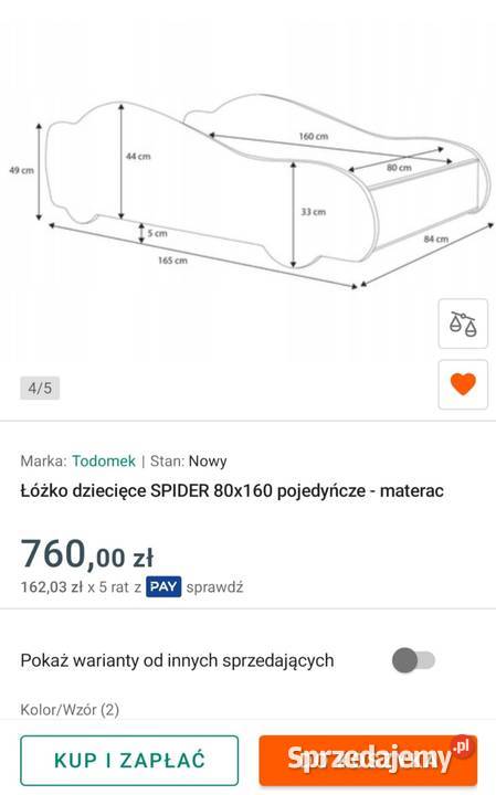 Łóżko dziecięce Spiderman 16080 80cm Suchedniów
