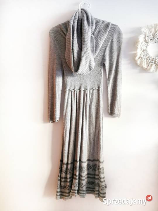 Sukienka damska MIDI szara dzianinowa na co Reda