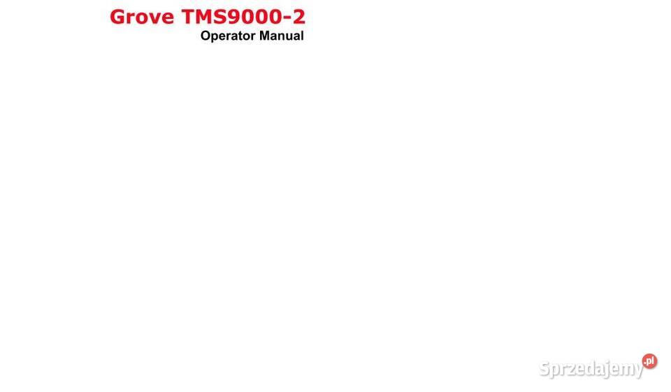 Grove TMS9000-2 żuraw instrukcja obsługi i napraw PL