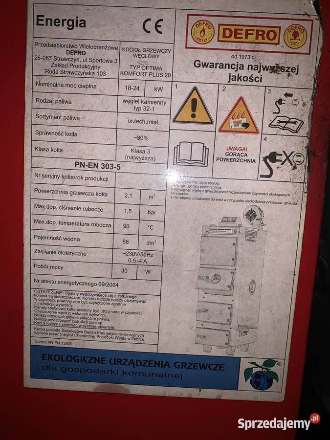 Sprzedam Piec CO 1824 KW DEFRO Tłuszcz