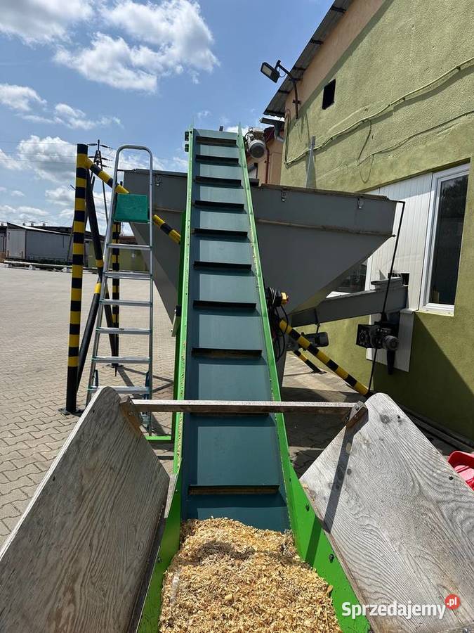 Przenośnik taśmowy podajnik trociny i zrębki do