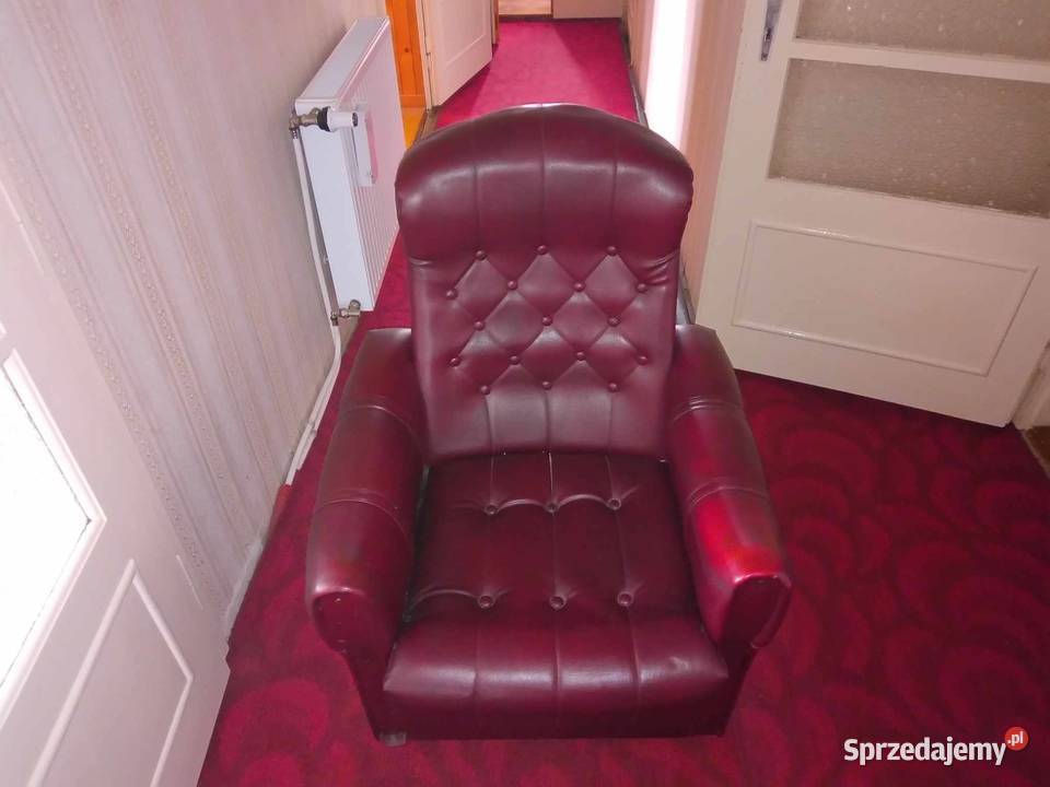 Fotel na kółkach fotele PRL imitacja skórzana Łódź