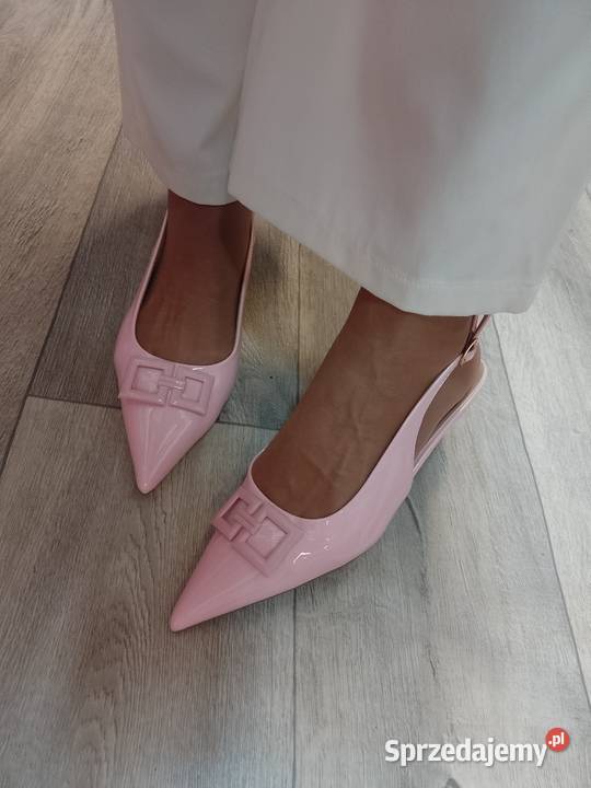 40 Różowe baleriny wieczorowe z odkrytą piętą 25.5cm Kraków