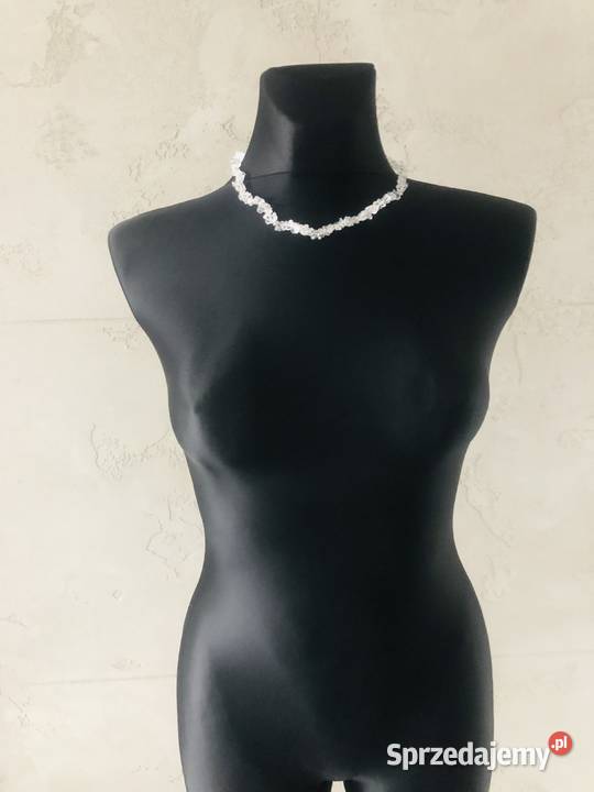 NOWE Korale koraliki kamienie białe srebrne Naszyjniki Łódź sprzedam