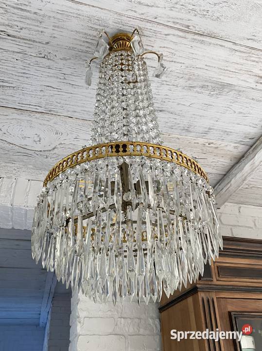 Francuski kryształowy Żyrandol 33 mosiądz 3 Lampy wiszące