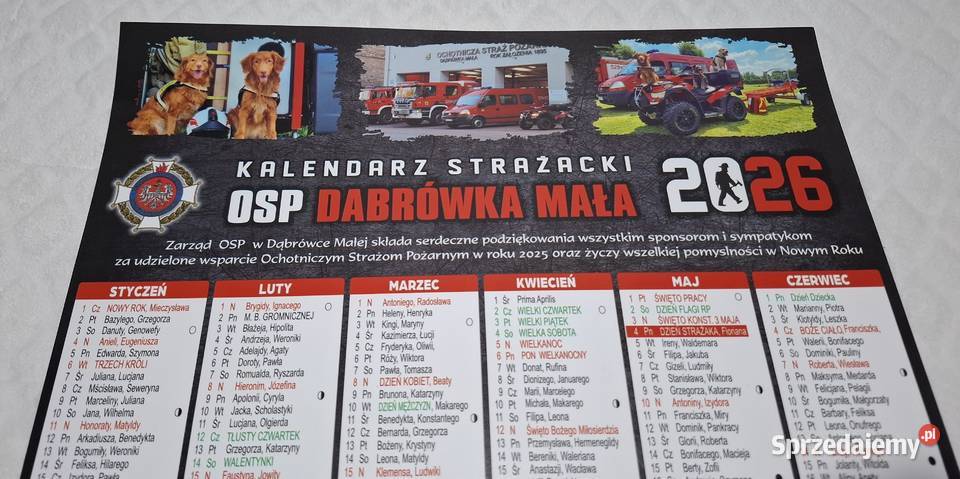 Kalendarz Strażacki OSP Dąbrówka Mała 2026 30x42 Czeladź