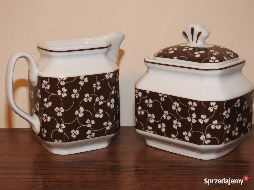 Stylowy komplet porcelanowy cukierniczka i Porcelana i szkło Inowrocław