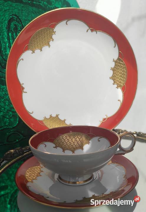 Schaubach Kunst Wallendorf Goldrelief ANTYK Porcelana i szkło Pabianice